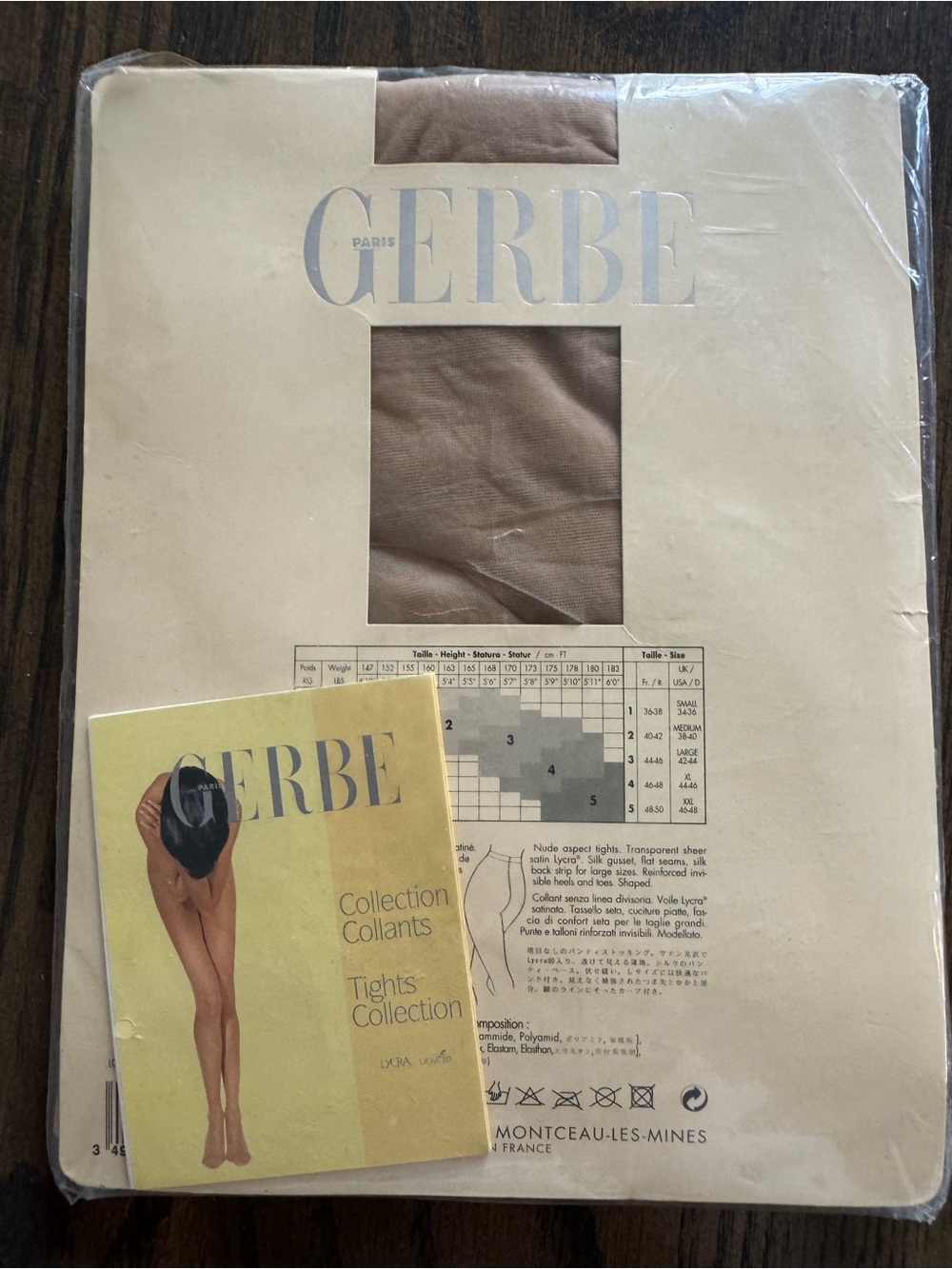 Gerbe vintage French hosiery Sheer Tights in Sun satin 10 D Deadstock - Picture 2 of 7